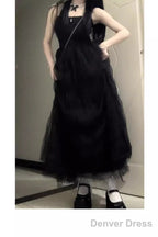 Chic Ball Gown Spaghetti Straps Black Tulle Long Birthday Dresses Birthday Outfits