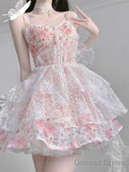 Chic Ball Gowns Spaghetti Straps Lolita Dress Pink Birthday Dresses Birthday Outfits
