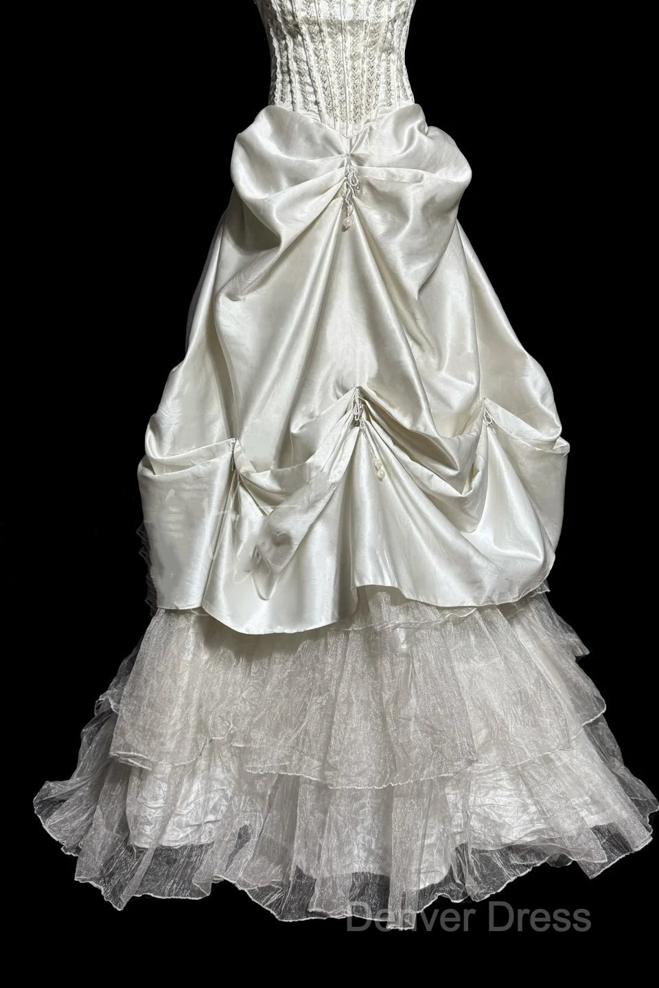 Chic Ball Gown Strapless Taffeta Ivory Long Wedding Dresses Bridal Dresses
