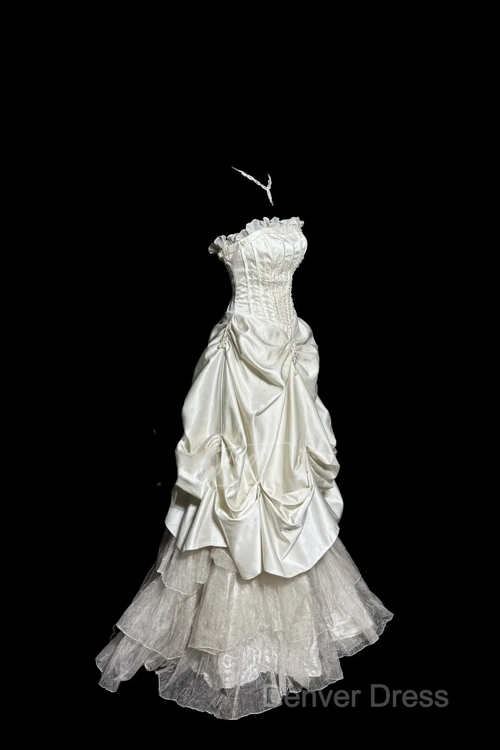 Chic Ball Gown Strapless Taffeta Ivory Long Wedding Dresses Bridal Dresses