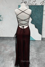Chic Black and Red Long Cross Back Prom Dress, Black and Red Wedding Prom Dresses