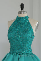 Chic Green Satin and Lace Layers Homecoming Dresses, New Homecoming Dresses