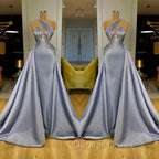 Chic Halter Beadings Long Prom Dresses With Detachable Skirt