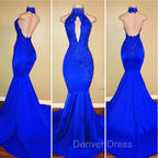Chic Halter Mermaid Prom GownLong With Lace Appliques