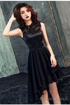 Chic High Low Chiffon And Satin Lace Party Dress, High Low Homecoming Dress Prom Dress