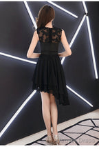 Chic High Low Chiffon And Satin Lace Prom Dress, High Low Homecoming Dress Prom Dresses