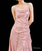 Chic High Low Spaghetti Straps Pink Knee Length Prom Dresses Birthday Outfits