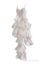 Chic High Low Spaghetti Straps Prom Dresses Birthday Dresses With Ruffles