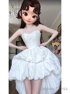 Chic High Low Spaghetti Straps White Beach Dress Prom Dress Birthday Dresses Birthday Outfits