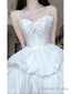 Chic High Low Spaghetti Straps White Beach Dress Prom Dress Birthday Dresses Birthday Outfits