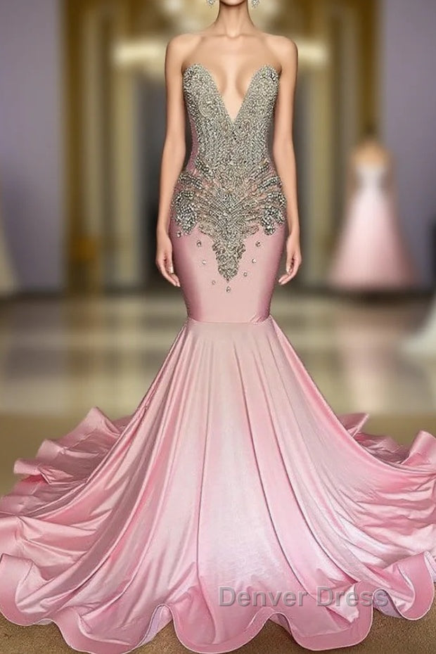 Chic High-neck Sleeveless Mermaid Prom Dresses With Beading Main image