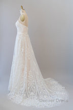 Chic Long A Line Sweetheart Spaghetti Strap Appliques Tulle Wedding Dresses
