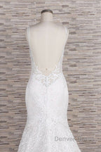 Chic Long Mermaid Sweetheart Spaghetti Strap Appliques Lace Wedding Dresses