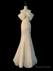 Chic Mermaid Off The Shoulder Short Sleeves Ivory Chiffon Wedding Dresses With Ruffles