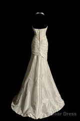Chic Mermaid Sweetheart Taffeta Ivory Long Wedding Dress Bridal Dresses