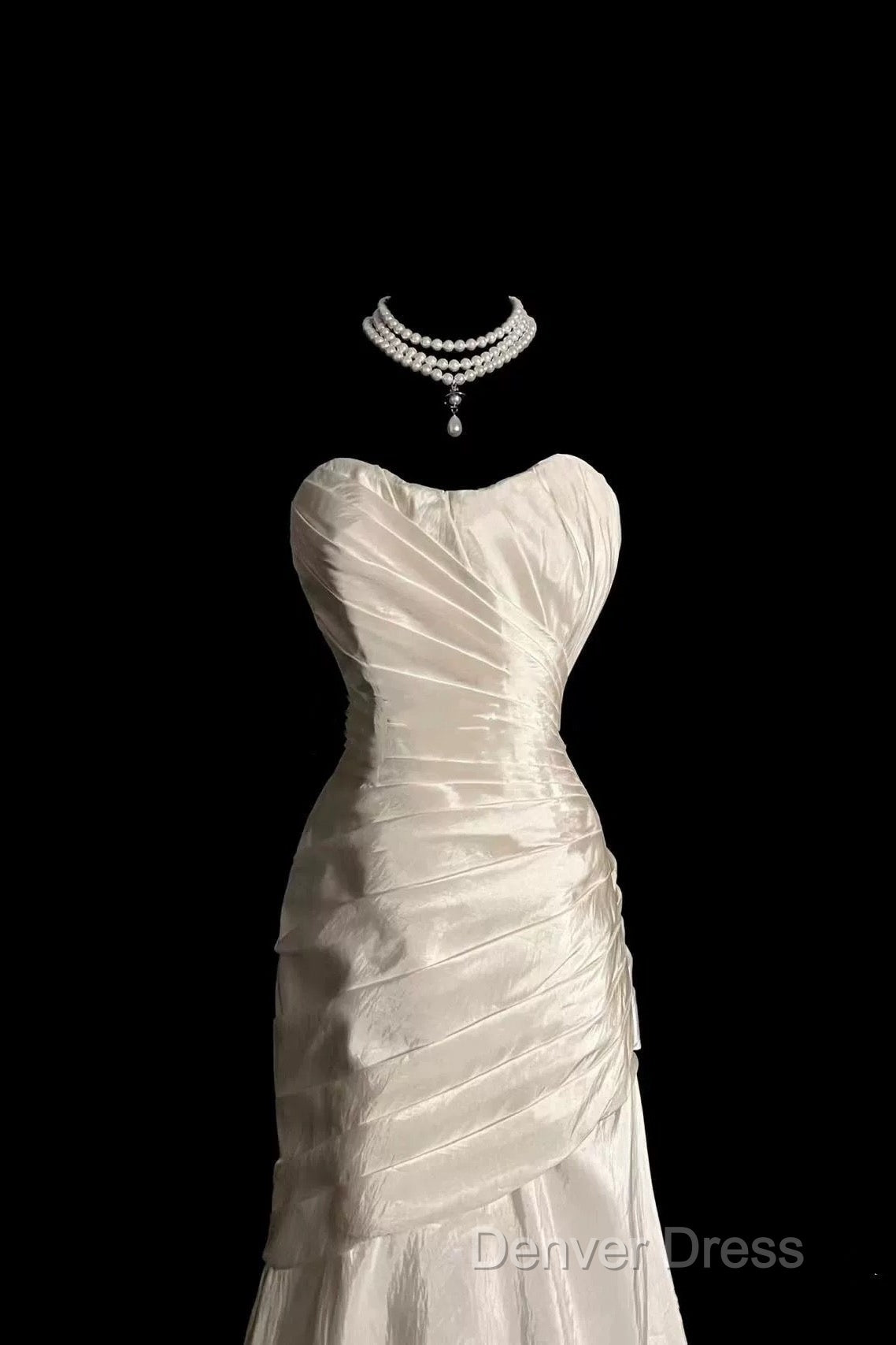 Chic Mermaid Sweetheart Taffeta Ivory Long Wedding Dresses Bridal Dresses