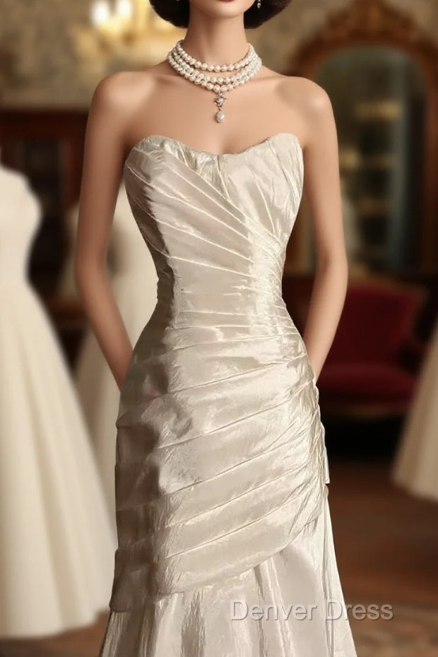 Chic Mermaid Sweetheart Taffeta Ivory Long Wedding Dress Bridal Dresses Main image