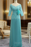 Chic Mother Of The Bride Dress A Line 3 4 Sleeves Lace Long Prom Dresses
