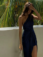 Chic One Shoulder Satin Prom Dress Long Prom Dress