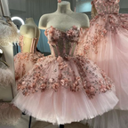 Chic Pink Prom Dresses Hand Made Flowers 18Th Birthday Outfits