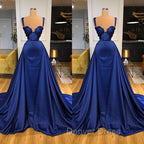 Chic Royal Blue Straps Sweetheart Prom Dresses Overskirt Long