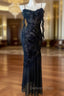 Chic Sheath Spaghetti Straps Black Evening Dresses Long Prom Dresses