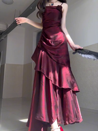 Chic Sheath Spaghetti Straps Burgundy Long Prom Dresses Birthday Outfits