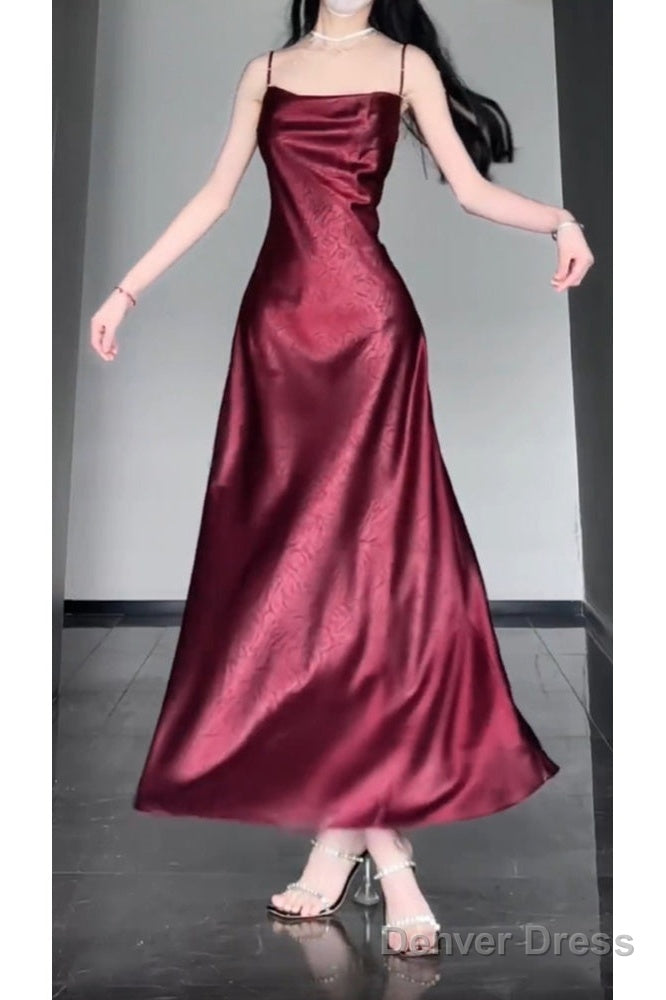 Chic Sheath Spaghetti Straps Christmas Dress Burgundy Prom Dresses Birthday Outfits Secondary image