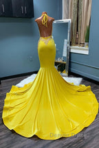 Chic Sleeveless Halter Backless Mermaid Prom Dresses