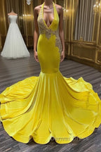 Chic Sleeveless Halter Backless Mermaid Prom Dresses