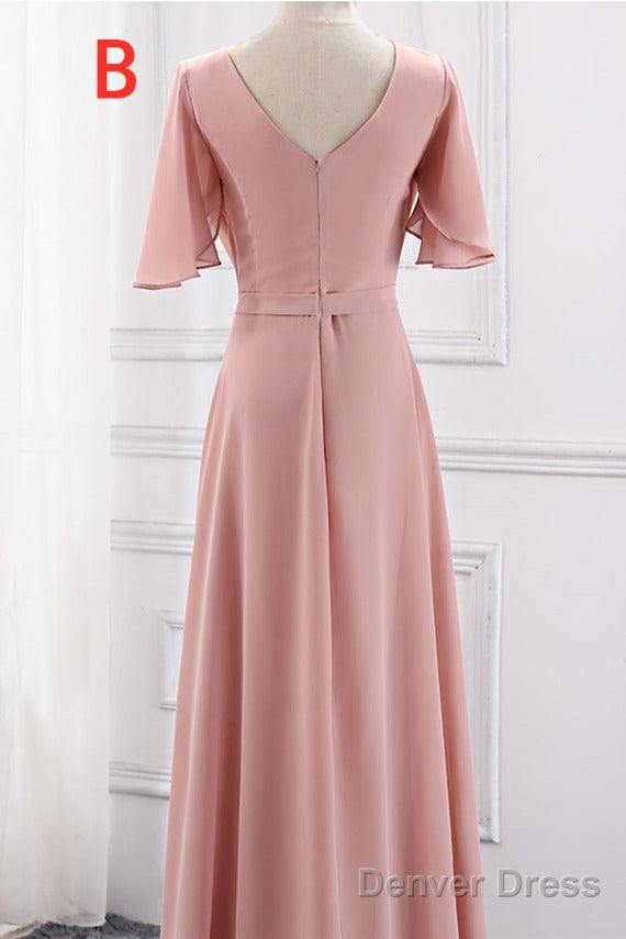 Chiffion Halter Pink Mismatched Bridesmaid Dresses
