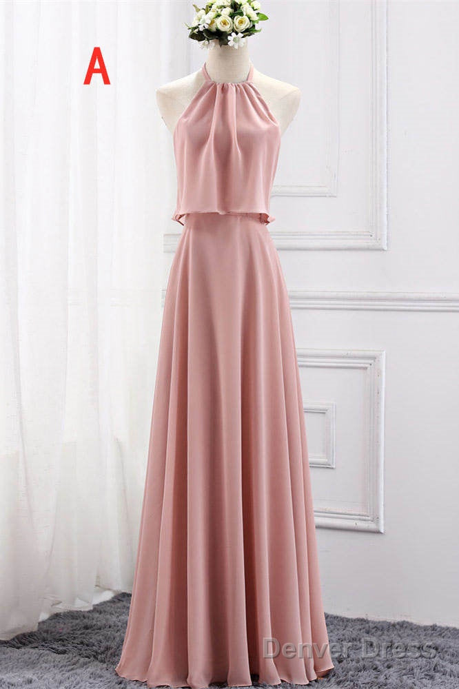 Chiffion Halter Pink Mismatched Bridesmaid Dresses