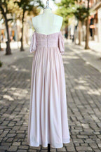 Chiffon Bridesmaid Dresses Long Off Shoulder Formal Gowns Ruffle Wedding Guest Dresses with Slit