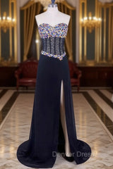 Chiffon Cheap Corset Elegant Black Prom Dresses