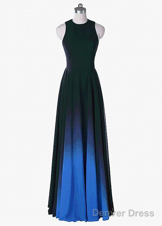 Chiffon Jewel Long A-Line Prom Dresses