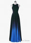 Chiffon Jewel Long A-Line Prom Dresses