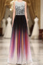 Chiffon Jewel Neckline Ombre A-Line Prom Dresses