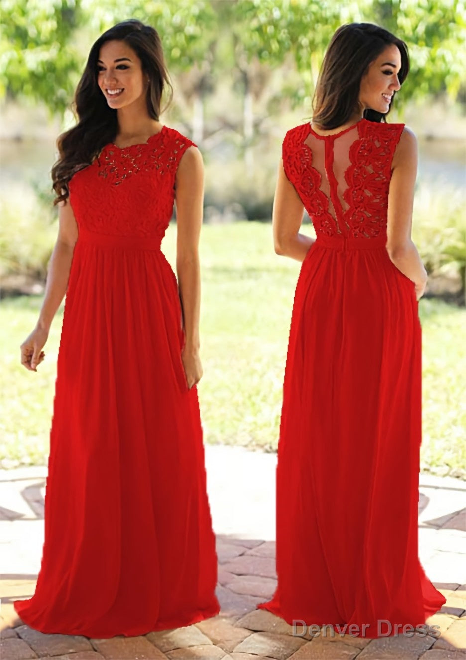 Chiffon Long/Floor-Length A-Line/Princess Sleeveless Bateau Zipper Prom Dresses With Appliqued