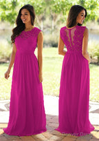 Chiffon Long/Floor-Length A-Line/Princess Sleeveless Bateau Zipper Prom Dresses With Appliqued