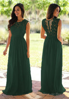 Chiffon Long/Floor-Length A-Line/Princess Sleeveless Bateau Zipper Prom Dresses With Appliqued