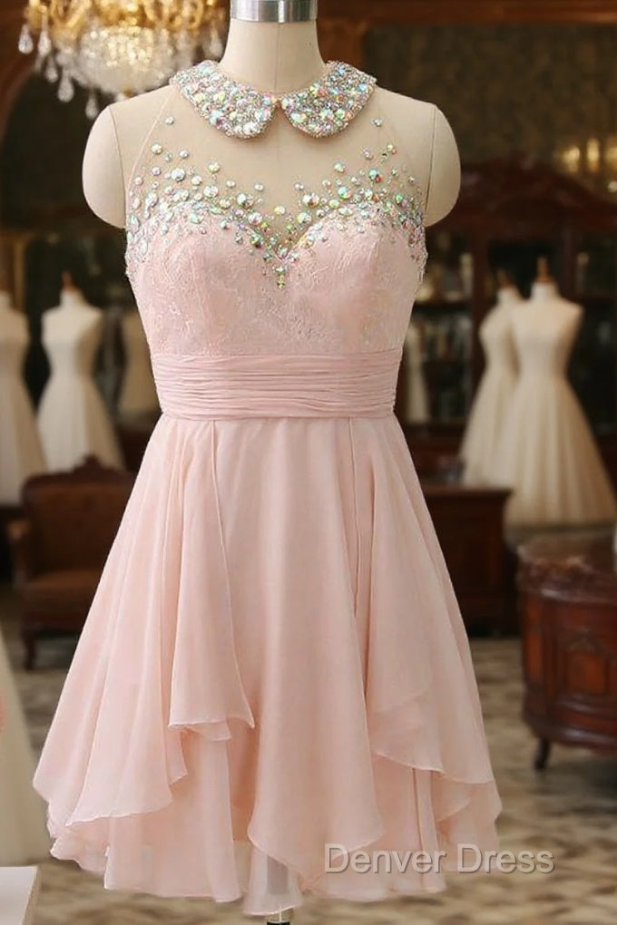 Chiffon Mini Homecoming Dress Light Pink Prom Dresses Main image