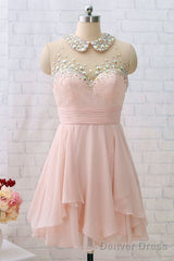 Chiffon Mini Homecoming Dress Light Pink Party Dress