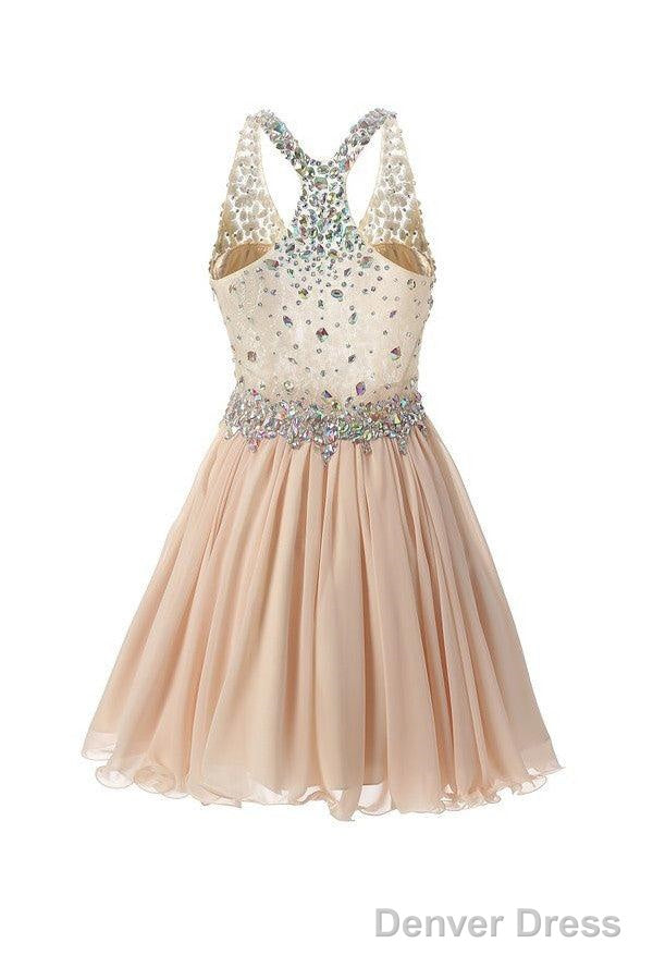 Chiffon Open Back Homecoming Dress Short Prom Dresses