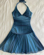 Chiffon Sleeveless Halter Prom Dress Short Prom Dresses