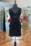 Cirss Cross Straps Black Sequined Homecoming Dress,Night Dresses Prom Short