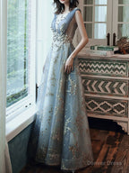 Classic Prom Dress A Line Sleeveless Floor Length Jewel Neck Lace Appliqued Prom Occasion Dresses