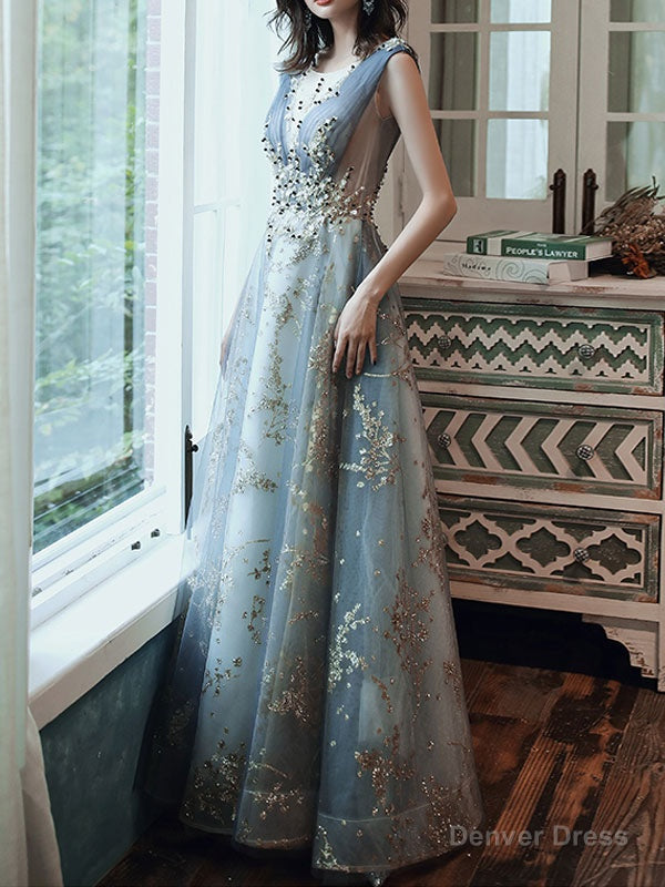 Classic evening dress A Line Sleeveless Floor Length Jewel Neck Lace Appliqued Formal Occasion Dresses Main image