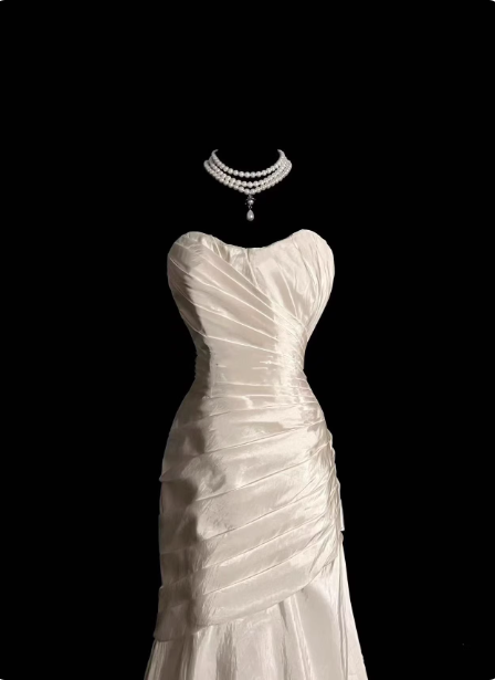 Classic Ivory Strapless Ruffled Satin Mermaid Long Prom Dresses Evening Dresses Secondary image