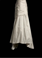 Classic Ivory Strapless Ruffled Satin Mermaid Long Prom Dresses Evening Dresses