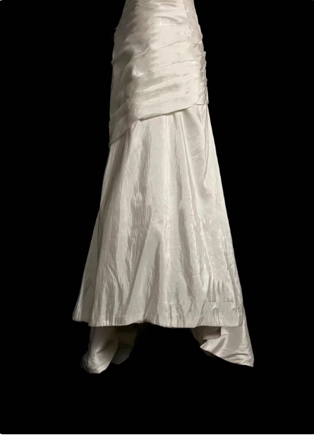 Classic Ivory Strapless Ruffled Satin Mermaid Long Prom Dresses Evening Dresses